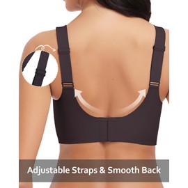 WOWENY Wireless Bras Padded with Support Seamless V Neck Lace Bralette Non Wired Comfy Bustier Everyday Bras for Women[Dark Grey,