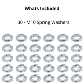 M10 (10mm) Spring Washer Set - Steel - Evelyne (Pack of 30)