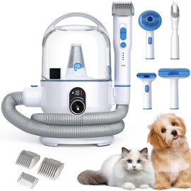 Litake Dog Hair Vacuum & Dog Grooming Kit, 5 Pet Grooming Tools, 74db Low-Noise,3 Level Electric Clipper, 2L Capacity Pet Hair Dust Cup, 16 Level Suction Power, 400w Copper Wire Vacuum