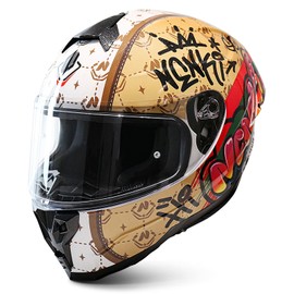 NENKI Motorcycle Helmet Full Face Street Motorbike Helmet with Tail Wing Design Noise Reduction with Anti-Fog Pin Visor for Adult DOT Approved (Graffiti Brown, X-Large)