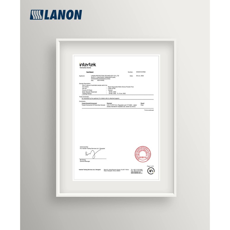 LANON 6-mil Black Nitrile Disposable Gloves, Food-Safe, Powder-Free, Heavy-Duty, Textured
