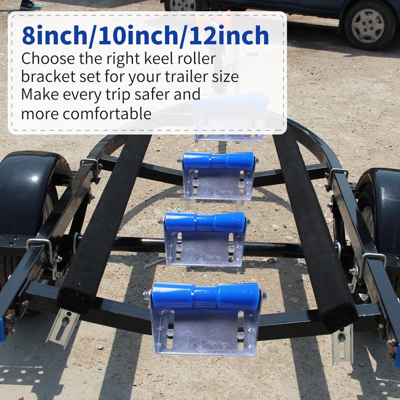 XIANGZI 12" Boat Trailer Rollers with Brackets Galvanized Steel Keel