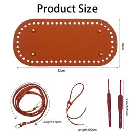 3+3+3 PCS Leather Bag Base Shaper Sets for Crochet-Purse Bottom Inserts&Adjustable Shoulder Strap and Purse Drawstring for Tote Bag Making (8.7*4 inch , 3 Color) with Bonus 2.5mm & 4.5mm Crochet Hooks