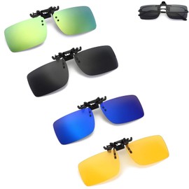 gotyou Pack of 4 Polarising Glasses Clip, Sunglasses Clip, Sunglasses Attachment, Clip On Sunglasses, Rimless Myopia Sunglasses, Myopia Sunglasses, Polarised Clip for Outdoors, Fishing