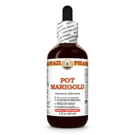 Pot Marigold (Calendula Officinalis) Dry Flower Tincture, Made in Hawaii, Organic Raw Materials, All Natural, Vegan, Pure Liquid Extract - 2 fl.oz