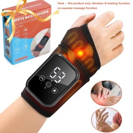 Heated Wrist Massager with Vibration – USB Rechargeable Wrist Heating Wrap with Adjustable Heat & Timer, Hand & Wrist Comfort Relief Device
