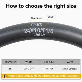 YunSCM 2pcs 25/28-540 24 inch Heavy Duty Inner Tube 24x1.0-1 1/8 AV32 Valve
