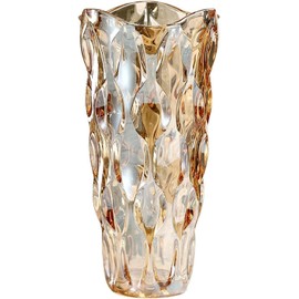 CEMABT Amber Glass Vase for Centerpieces, 9.4-inch Height, 5.1-inch Opening Width, 3.4 lbs Weight, Unbreakable, Suitable for All Kinds of Flowers, Modern and Elegant