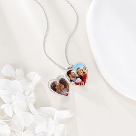 HBLICY Butterfly Locket Necklace for Women S925 Sterling Silver Heart Shaped Butterflies Photo Locket Pendant Necklace That Holds Pictures Photo Jewelry Gift for Women