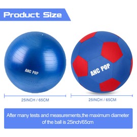 ANC POP Herding Ball for Dogs Horse Ball & Cover 25" for Horses Large with Hand Pump for Play, Blue and Red