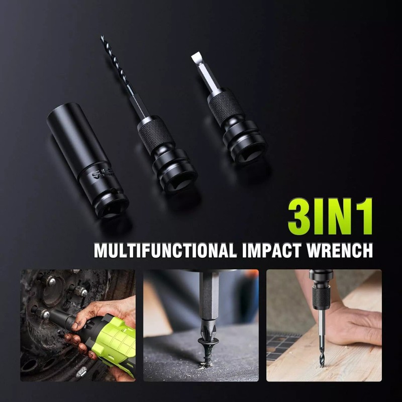 ‎Robustrue Cordless Impact Wrench 1/2 550Nm 2800RPM 2x4.0Ah Battery for