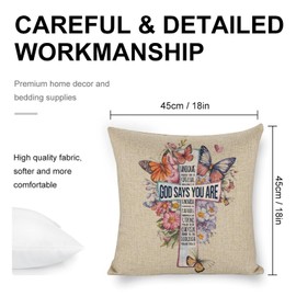 Zyknlrth 18x18 Inch God Say You are Linen Throw Pillow Cover, Christian Gifts Pillow Covers, Bible Verse Gifts, Christian Decorations for Home Bedroom Couch