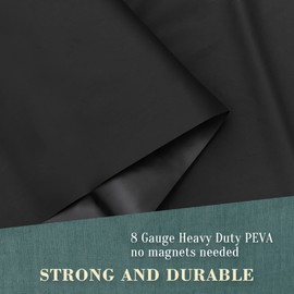 No Hook PEVA Shower Curtain or Liner - 8G Heavy Duty Black Bathroom Shower Curtain No Hooks Required, Waterproof Plastic & PVC Free, Standard Size 71 x 74, Black