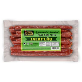 Long John Snacks Jalapeño Dried Salami Stix – Pork & Beef Smoked Links Seasoned with Jalapeño Pepper Spices – Gluten-Free, Bold Flavor & High Heat – Smoked & Seasoned to Perfection - 16oz.