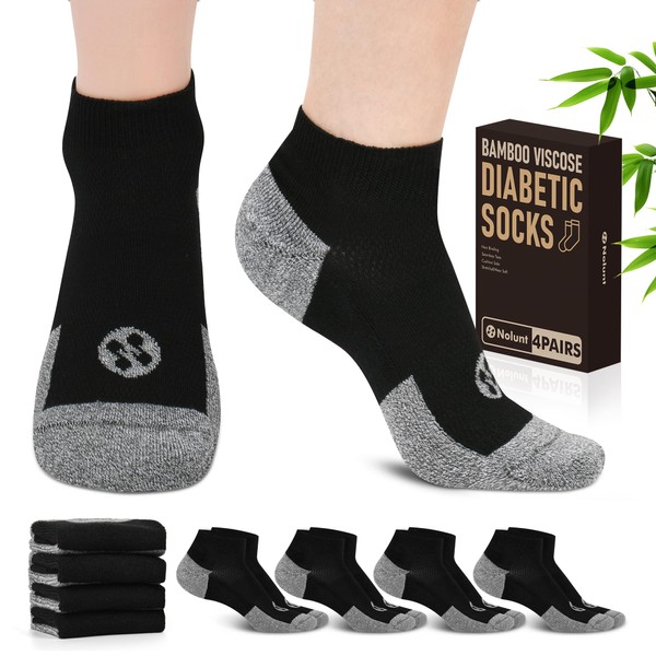 NOLUNT Nolunt Diabetic Socks for Men,4 Pairs Low Cut Seamless