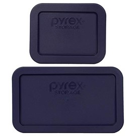 Pyrex (1 7213-PC 1.9-Cup & (1) 7214-PC 4.8-Cup Blue Food Storage Replacement Lids - Made in USA