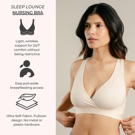 Pumping Bra + Sleep Bra Starter Pack | Pumping Bra Hands Free + Sleep Bra - Comfortable, Adjustable, Customizable - Pump Bra Slips Over Sleep Bra, Pink, M