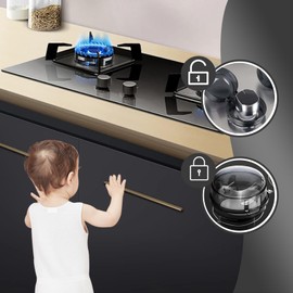 VARKAGE Pack of 8 Child Safety Cooker Knobs, Transparent Cooker Protection for Children, Oven Safety Baby for Max. Diameter 4.3 cm and 4 cm High Stove Knobs Protection with Min. 6 cm, Assembly without