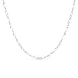 KEZEF 925 Sterling Silver Figaro Chain Necklace for Men & Women, 3mm Italian-Made, Hypoallergenic – 16 to 30 Inch