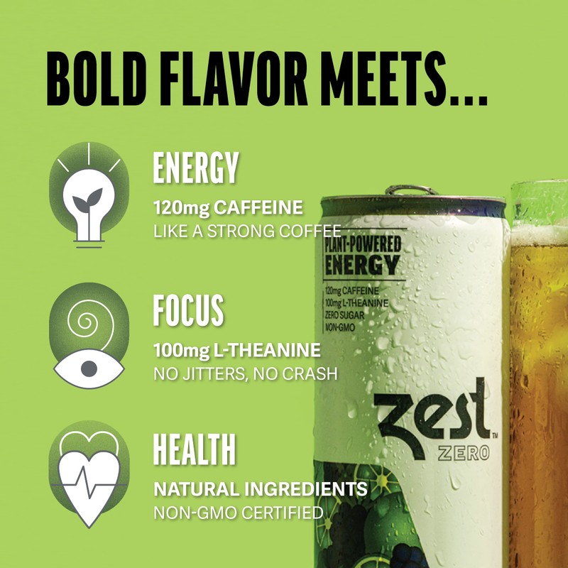 Zest Plant Powered Natural Energy Sparkling Drink - Blackberry Lime