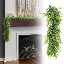 AwnPro 5PCS Artificial Vine Green Leaf Garland 20" Fake Hanging Leaves Faux Foliage Plants for Wedding Party Garden Home Office Wall Decoration (Green)