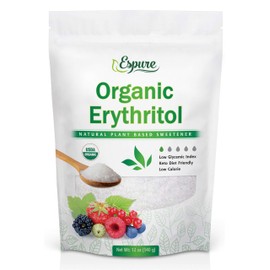 Espure Organic Erythritol - USDA Certified & 100% Pure - Zero Calorie Sugar Substitute, Plant Based Sweetener; 12oz