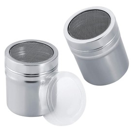 2pcs Stainless Steel Powder Shaker, Shakers Fine Mesh Shaker Powder Cans Powder Dispenser Coffee Shaker Powder Sugar Shaker Duster with Lid for Powder Sugar Cocoa 5 * 7cm
