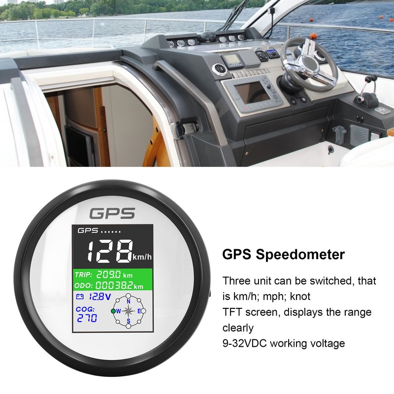 85mm GPS Speedometer Knot Mph Km/H Multifunction DC9‑32V TFT Screen