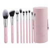 SaDM Shiny 9-Piece Professional Makeup Brush Set with Leather Case