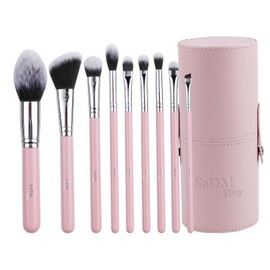 SaDM Shiny 9-Piece Professional Makeup Brush Set with Leather Case – Essential Tools for Flawless Makeup