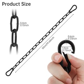 HOJLKLD 2 Pack Gate Chain Lock for Outdoor Fence,304 Stainless Steel Gate Chain 20" x 5/32" with Both-Ended M5 Carabiners,Chain Link Latch Lock for Wooden Fence Pet Cages (20" x 5/32", Piece, 2)