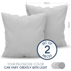 Dreamzie Cushion Cover 60 x 60 cm, Set of 2, Microfibre Oeko-Tex Certified - Pillowcase 60 x 60 cm, Soft - Grey