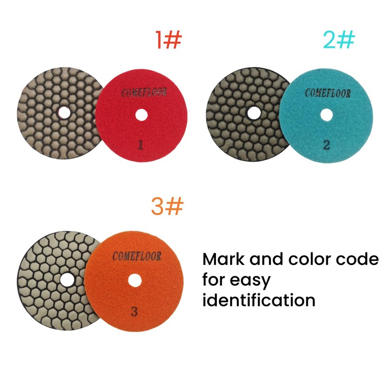 ComeFloor Dry Diamond Polishing Pads 4 Inch 3 Step Buffing