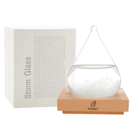 Storm Glass Weather Predictor, Glass Sphere with Wood Base, Christmas Decoration Snow Globe, Storm Glass Weather Forecast Weather Station (XL)