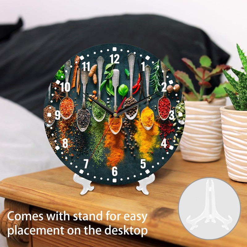 SPUNKER Clocks for Living Room,Colourful Herbs Spices 10 Inch Wall