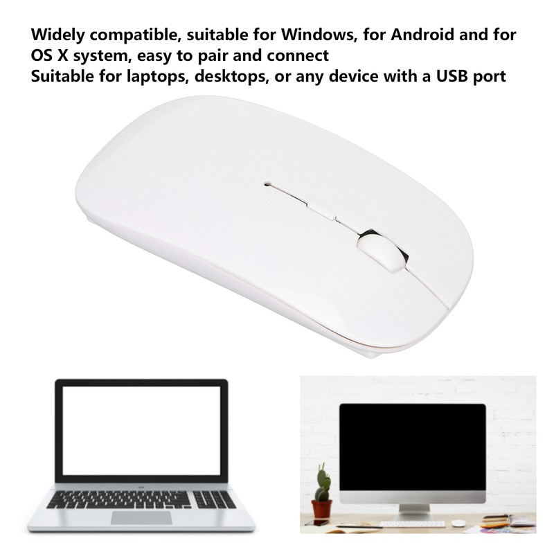 Wireless Mouse 2.4G Dual Mode 1200DPI Sensitive Slim White Laptop