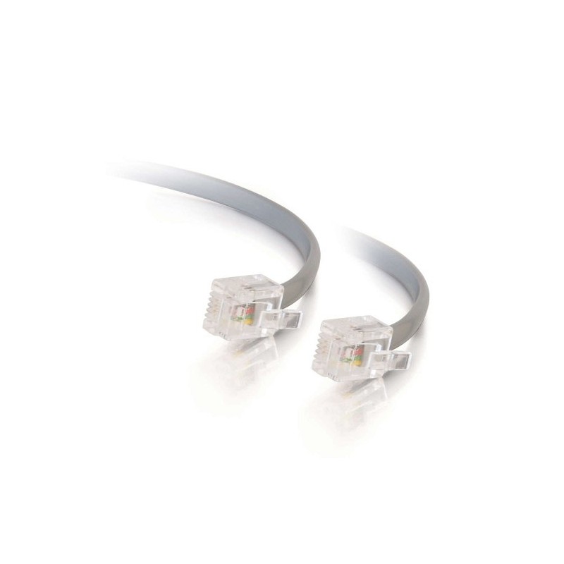 C2G RJ11 Modem Cable, Ethernet Network Cable, Silver Telephone Cable,