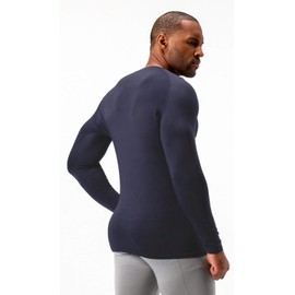 DEVOPS 2 Pack Men's Thermal Long Sleeve Compression Shirts (X-Large, Black/Navy)