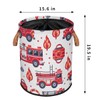 Fire Fighting Truck Laundry Basket with Lid, Collapsible Large Drawstring