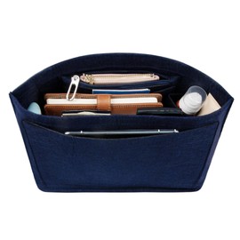 Vercord Purse Insert Organizers Felt Handbag Organizer Bag in Bag for Nylon Tote Navyblue Medium