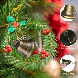 Pack of 50 bells for crafts, vintage bronze bells with carabiner hook, mini hanging bells for DIY decorations, Christmas tree decorations, wind chimes, sewing, dog potty training