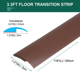 uxcell Floor Edging Trim Strip Self Adhesive, Carpet to Tile Transition Strip Edging Trim Strip for Doorway Edge Height Less Than 3mm/0.12", Coffee 9.84ft