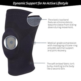Doc Ortho Compression Knee Brace Sleeve with Buttress Patella Pad, Breathable Pull-On Support, Single Unit