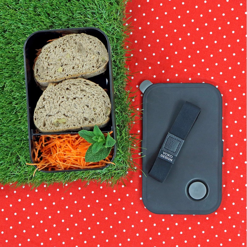 Yoko Design 1386 Lunch Box Airtight Plastic Black 19.5 x