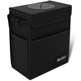 KNODEL Car Trash Can, Waterproof Car Garbage Can, Car Trash Bag with Lid, Leak-Proof Car Trash Bin, Car Trash Hanging (Large, Black)