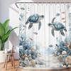 ChloropLastid Ocean Shower Curtain, Turtle Fish Coastal Beach Bathroom Decor