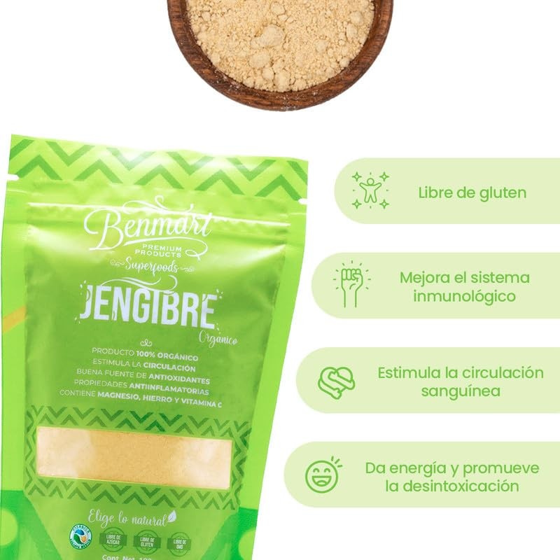 Jengibre en Polvo Orgánico Benmart 100g - Antioxidante y Antiinflamatorio