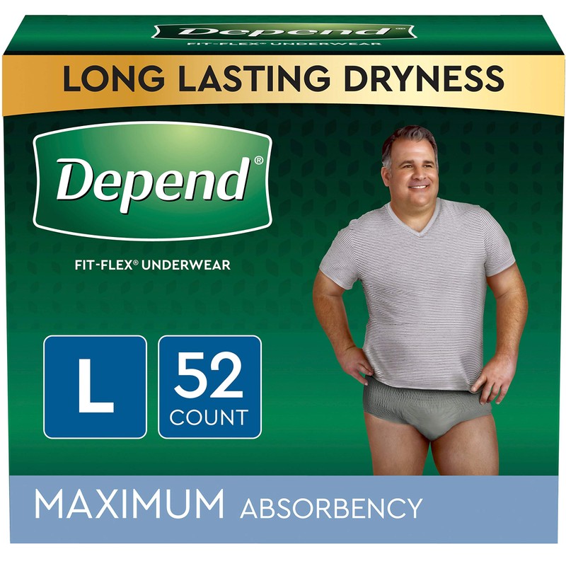 Depend FIT-FLEX Incontinence Underwear for Men, Maximum Absorbency, Disposable, Large,
