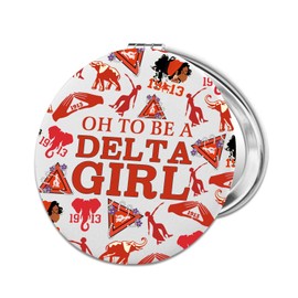 PLITI DST Sorority Gift Sorority Sister Gift Red Elephant Gift Oh to Be A Del-ta Girl Greek Sorority PU Leather Compact Mirror (Del-ta Girl LCM)