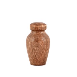 Indus Lifespace Decorative Acacia Wood Brown Marble Urn for Human Ashes 2.75" x 2.75" x 5"